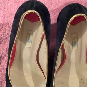 Blue red and gold high heels